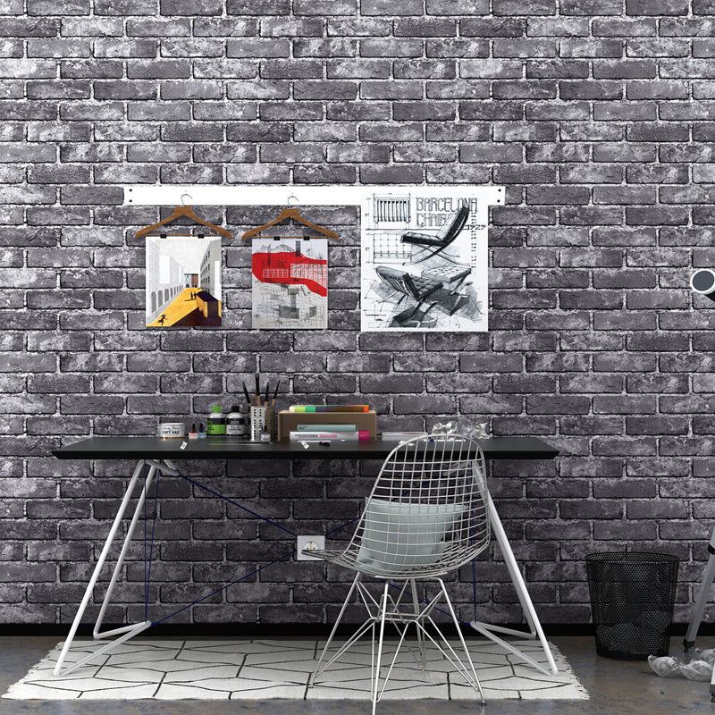 Water Resistant Brick Patterned Wallpaper Roll PVC Industrial Wall Decor for Restaurant Pewter Wallpaper Roll Clearhalo 'Industrial wall decor' 'Industrial' 'Wallpaper' Wall Decor' 2412795