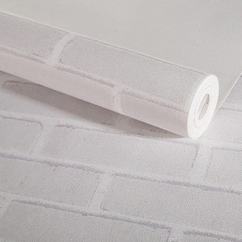 Water Resistant Brick Patterned Wallpaper Roll PVC Industrial Wall Decor for Restaurant Gray-White Wallpaper Roll Clearhalo 'Industrial wall decor' 'Industrial' 'Wallpaper' Wall Decor' 2412797