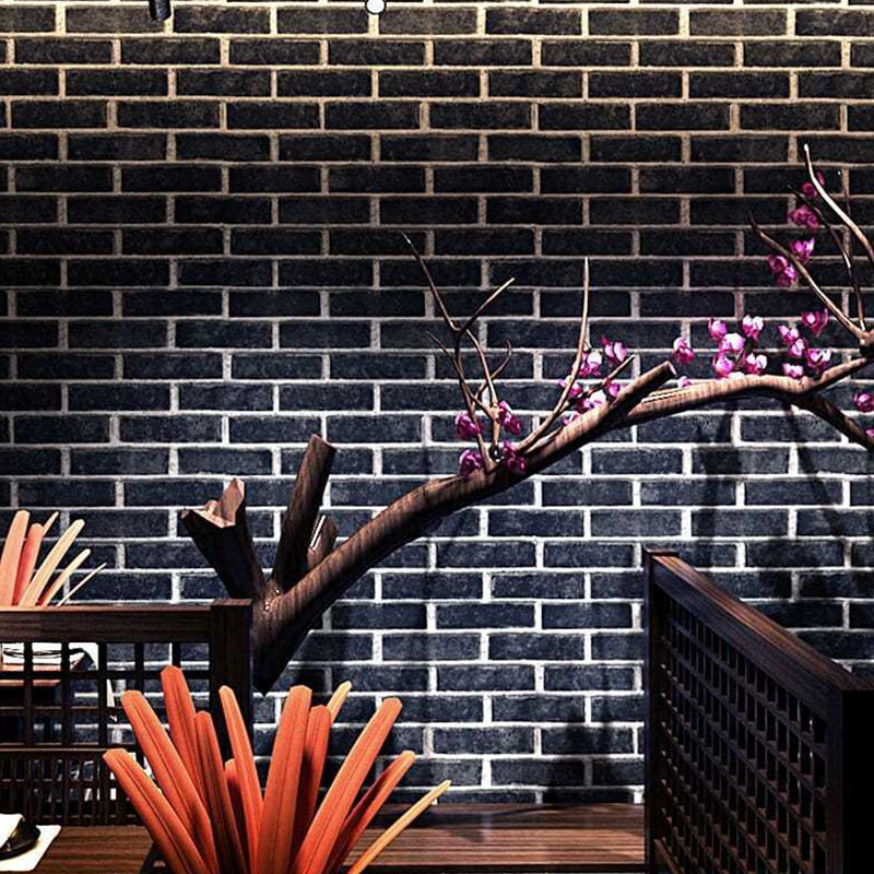 Brick Effect Wallpaper Roll Dark Color Industrial Style Wall Covering for Accent Wall Clearhalo 'Industrial wall decor' 'Industrial' 'Wallpaper' Wall Decor' 2412834