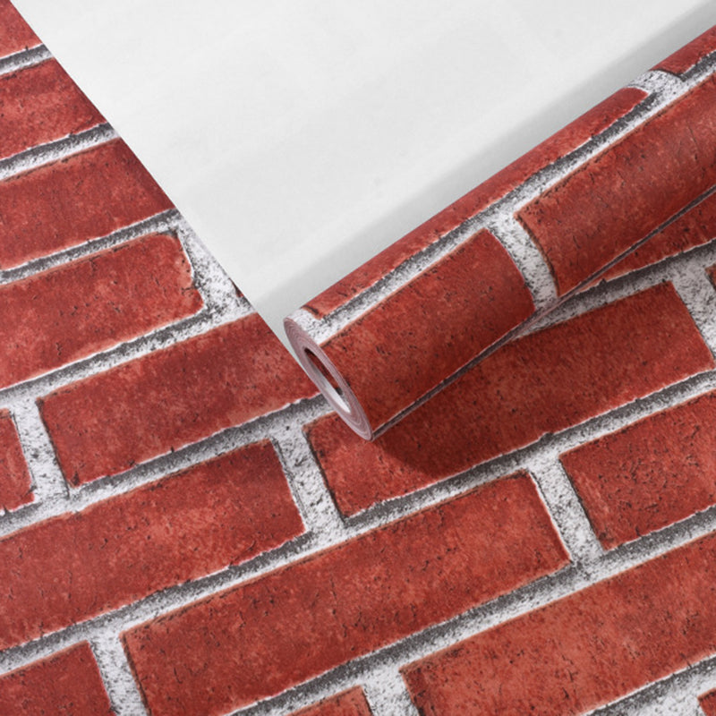 Brick Effect Wallpaper Roll Dark Color Industrial Style Wall Covering for Accent Wall Red Clearhalo 'Industrial wall decor' 'Industrial' 'Wallpaper' Wall Decor' 2412839