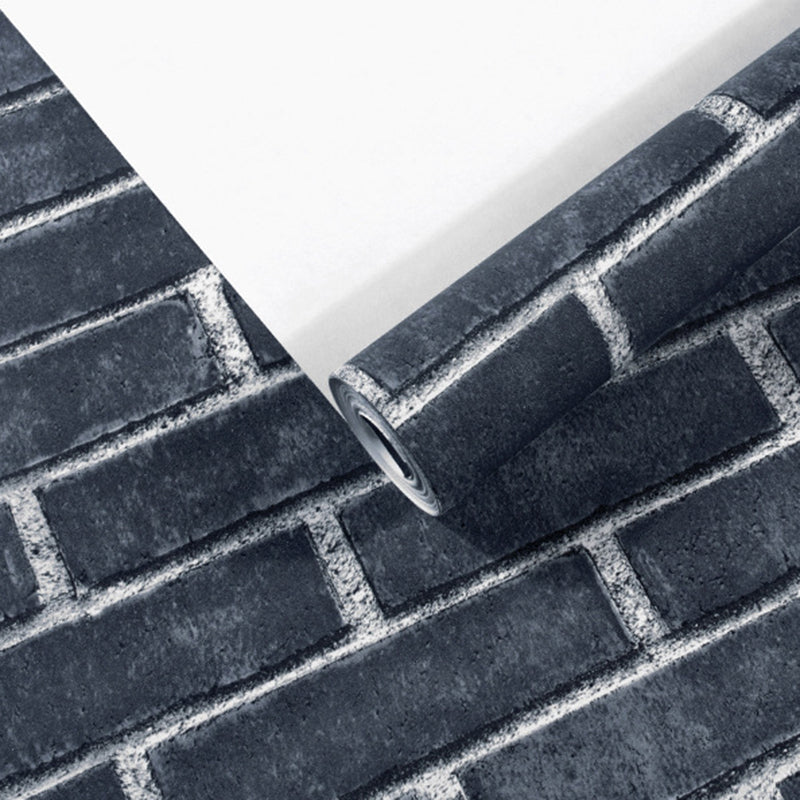 Brick Effect Wallpaper Roll Dark Color Industrial Style Wall Covering for Accent Wall Pewter Clearhalo 'Industrial wall decor' 'Industrial' 'Wallpaper' Wall Decor' 2412840