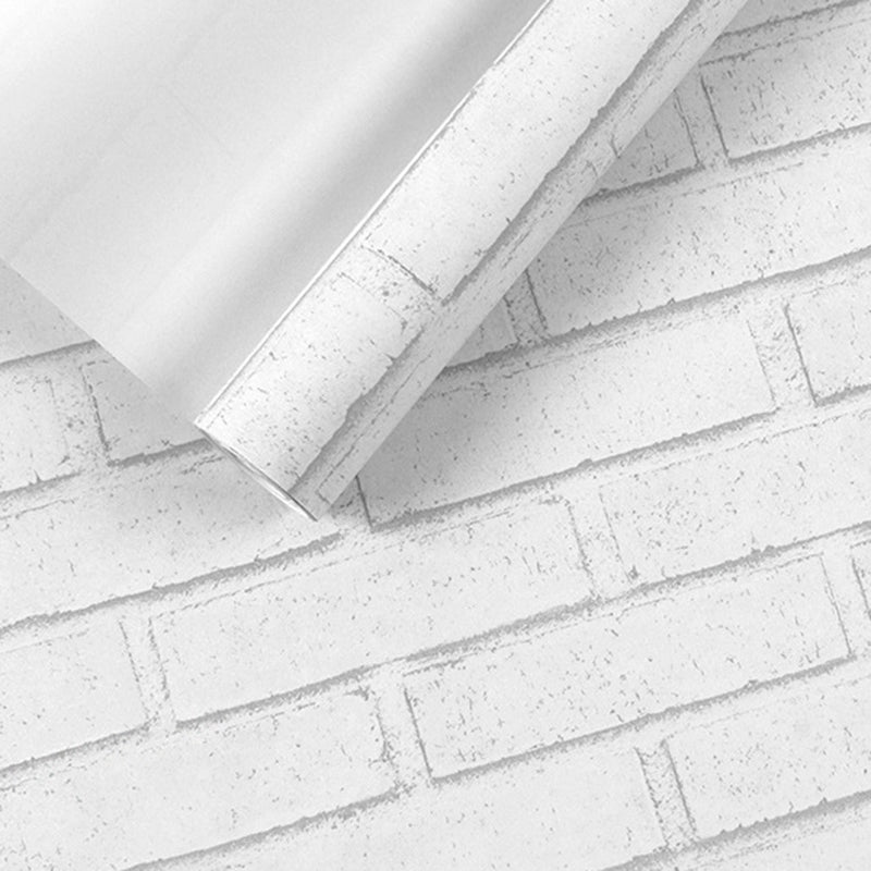 Brick Effect Wallpaper Roll Dark Color Industrial Style Wall Covering for Accent Wall White Clearhalo 'Industrial wall decor' 'Industrial' 'Wallpaper' Wall Decor' 2412843