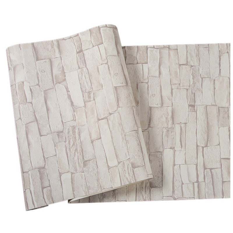 Waterproof Brick Effect Wallpaper Roll Non-Woven Industrial Wall Decor for Coffeeshop Ivory Wallpaper Roll Clearhalo 'Industrial wall decor' 'Industrial' 'Wallpaper' Wall Decor' 2412852