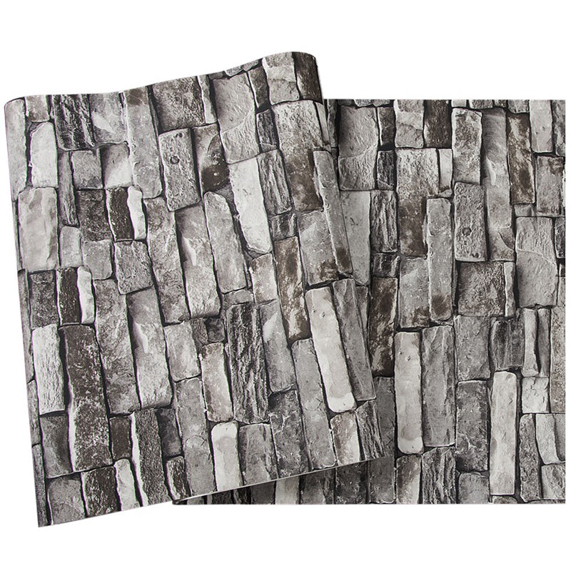 Waterproof Brick Effect Wallpaper Roll Non-Woven Industrial Wall Decor for Coffeeshop Grey Wallpaper Roll Clearhalo 'Industrial wall decor' 'Industrial' 'Wallpaper' Wall Decor' 2412854