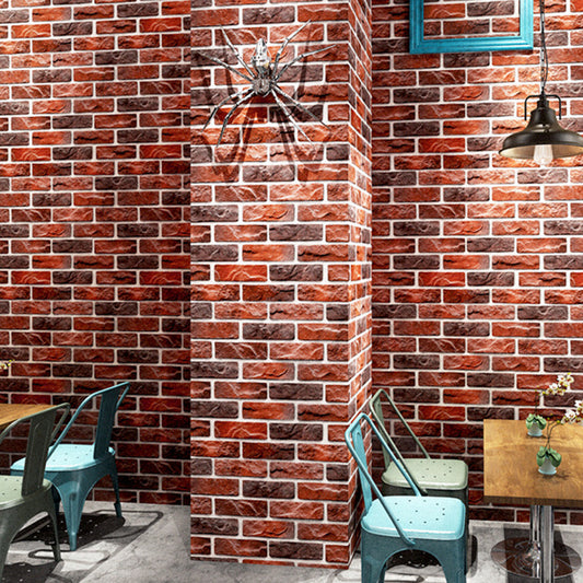 Brick Printing Wallpaper Roll Multi-Colored Industrial Wall Covering for Coffee Shop Red Brown Wallpaper Roll Clearhalo 'Industrial wall decor' 'Industrial' 'Wallpaper' Wall Decor' 2412898