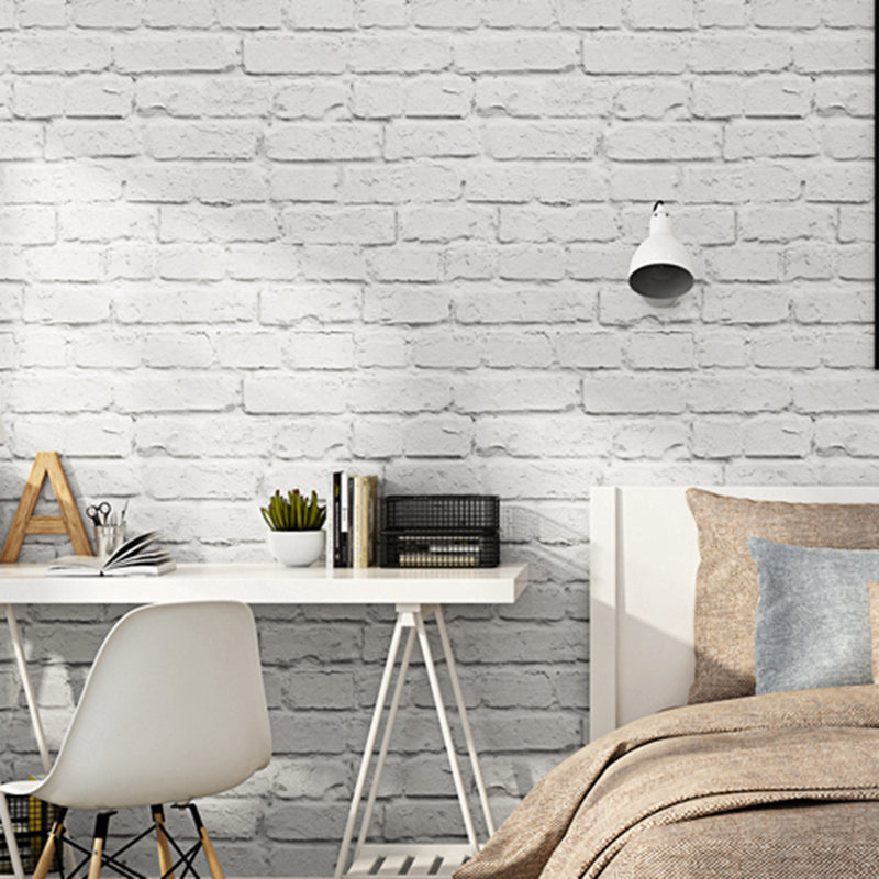 Brick Printing Wallpaper Roll Multi-Colored Industrial Wall Covering for Coffee Shop White Wallpaper Roll Clearhalo 'Industrial wall decor' 'Industrial' 'Wallpaper' Wall Decor' 2412900