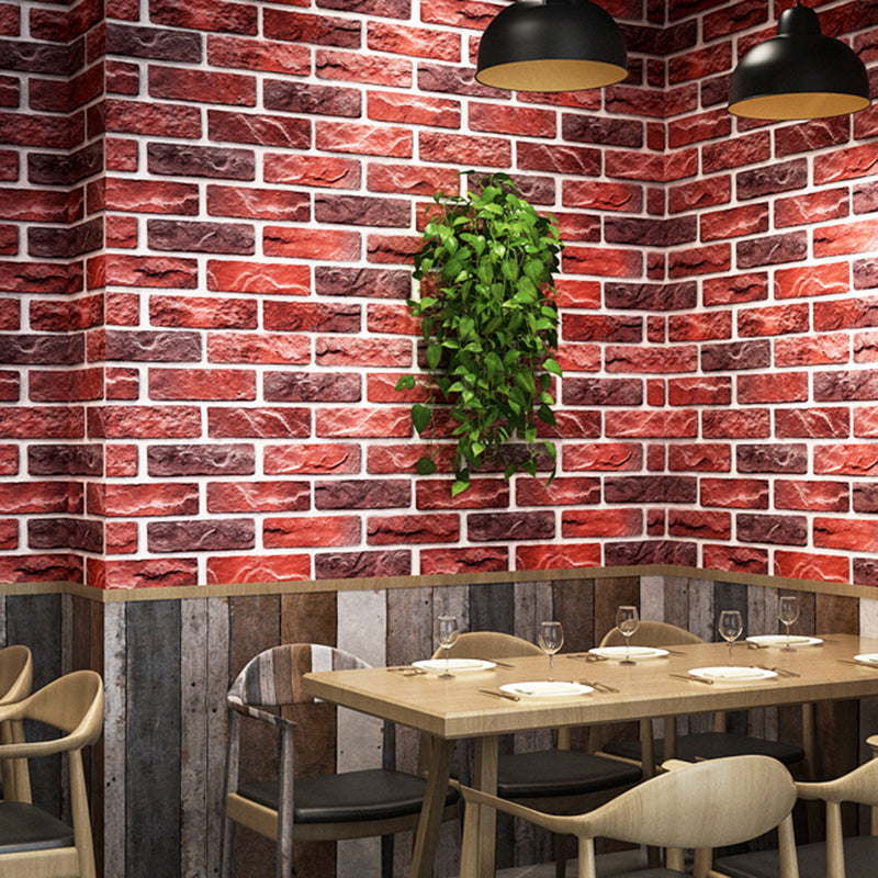Brick Printing Wallpaper Roll Multi-Colored Industrial Wall Covering for Coffee Shop Clearhalo 'Industrial wall decor' 'Industrial' 'Wallpaper' Wall Decor' 2412901