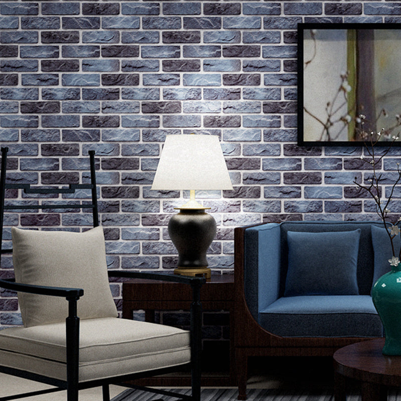 Brick Printing Wallpaper Roll Multi-Colored Industrial Wall Covering for Coffee Shop Dark Blue-Gray Wallpaper Roll Clearhalo 'Industrial wall decor' 'Industrial' 'Wallpaper' Wall Decor' 2412906