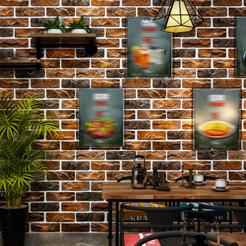Brick Printing Wallpaper Roll Multi-Colored Industrial Wall Covering for Coffee Shop Dark Brown Wallpaper Roll Clearhalo 'Industrial wall decor' 'Industrial' 'Wallpaper' Wall Decor' 2412909
