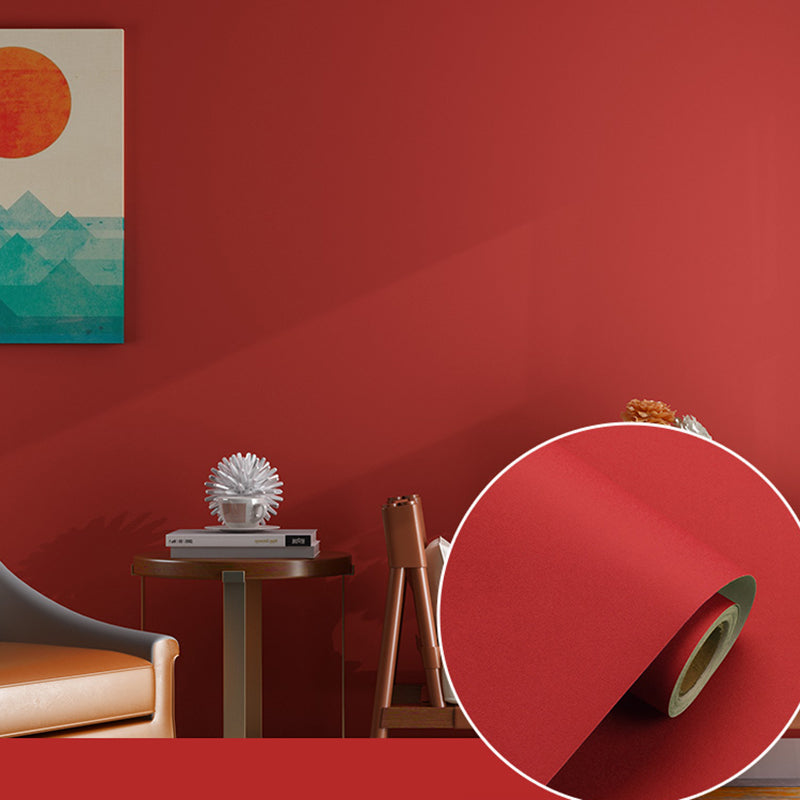 Solid-Colored Wallpaper Roll Peel and Paste Nordic Living Room Wall Decor, 5.8-sq ft Red Wallpaper Roll Clearhalo 'Modern wall decor' 'Modern' 'Wallpaper' Wall Decor' 2412933