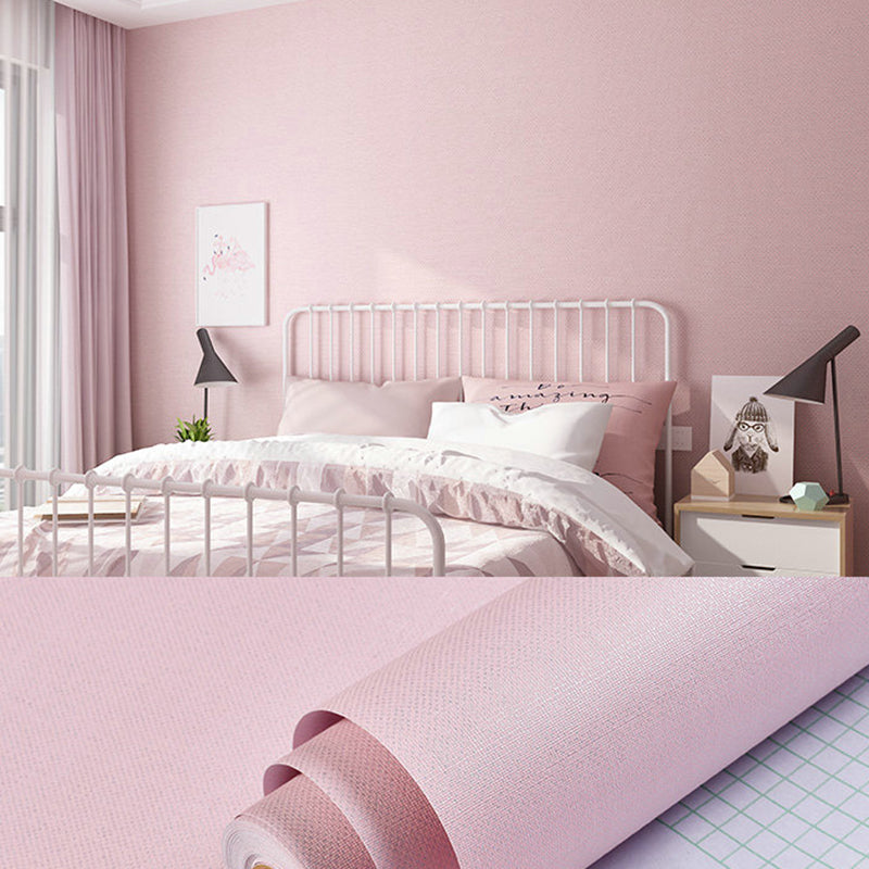 Pastel Color Plain Wallpaper Roll Self-Adhesive Minimalist Style Living Room Wall Decor Pink Wallpaper Roll Clearhalo 'Modern wall decor' 'Modern' 'Wallpaper' Wall Decor' 2412965