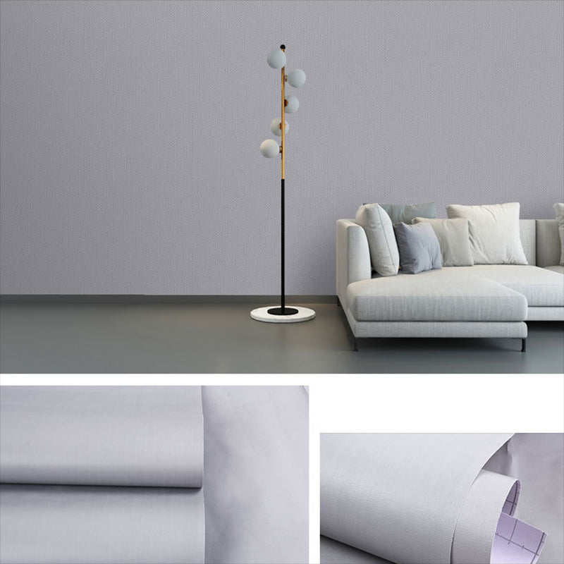 Peel and Stick Pure Color Wallpaper Roll Nordic Non-Woven Wall Decor, 33' L x 23.5" W Grey Wallpaper Roll Clearhalo 'Modern wall decor' 'Modern' 'Wallpaper' Wall Decor' 2413009