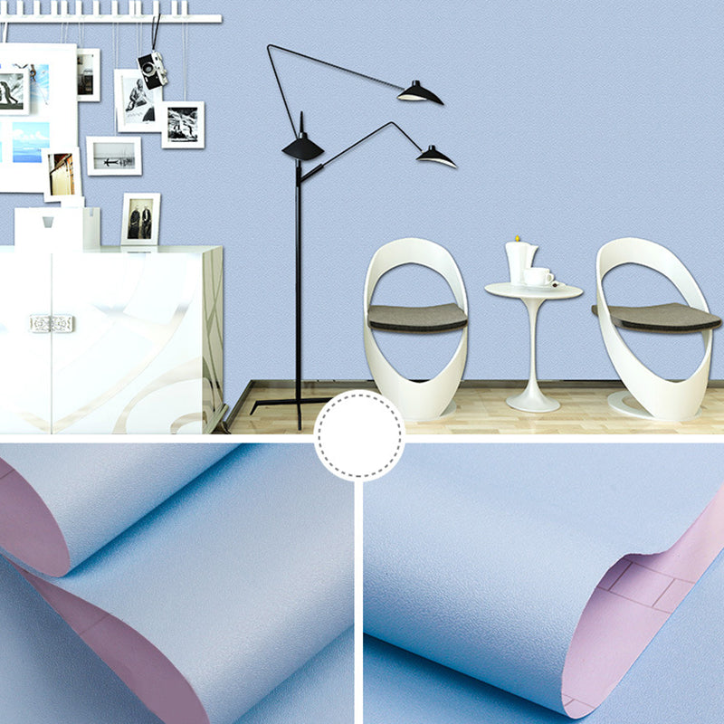 Peel and Stick Pure Color Wallpaper Roll Nordic Non-Woven Wall Decor, 33' L x 23.5" W Light Blue Wallpaper Roll Clearhalo 'Modern wall decor' 'Modern' 'Wallpaper' Wall Decor' 2413016