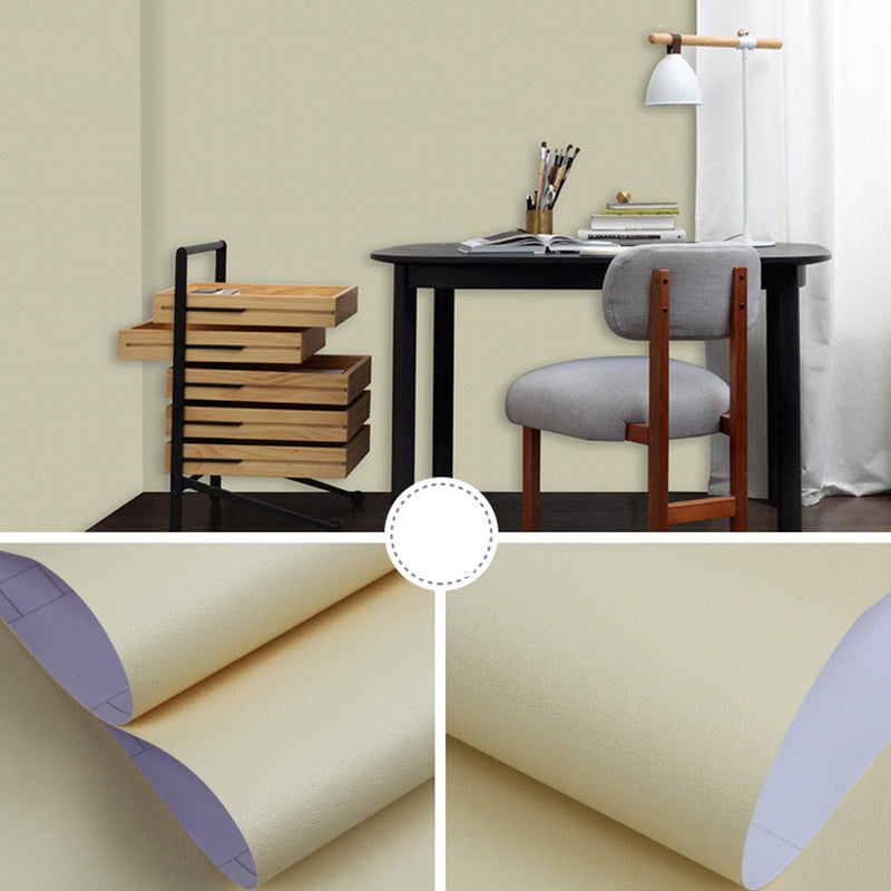 Peel and Stick Pure Color Wallpaper Roll Nordic Non-Woven Wall Decor, 33' L x 23.5" W Light Yellow Wallpaper Roll Clearhalo 'Modern wall decor' 'Modern' 'Wallpaper' Wall Decor' 2413022