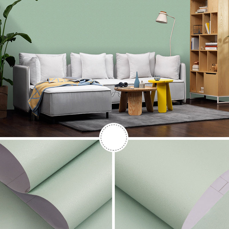 Peel and Stick Pure Color Wallpaper Roll Nordic Non-Woven Wall Decor, 33' L x 23.5" W Light Green Wallpaper Roll Clearhalo 'Modern wall decor' 'Modern' 'Wallpaper' Wall Decor' 2413030