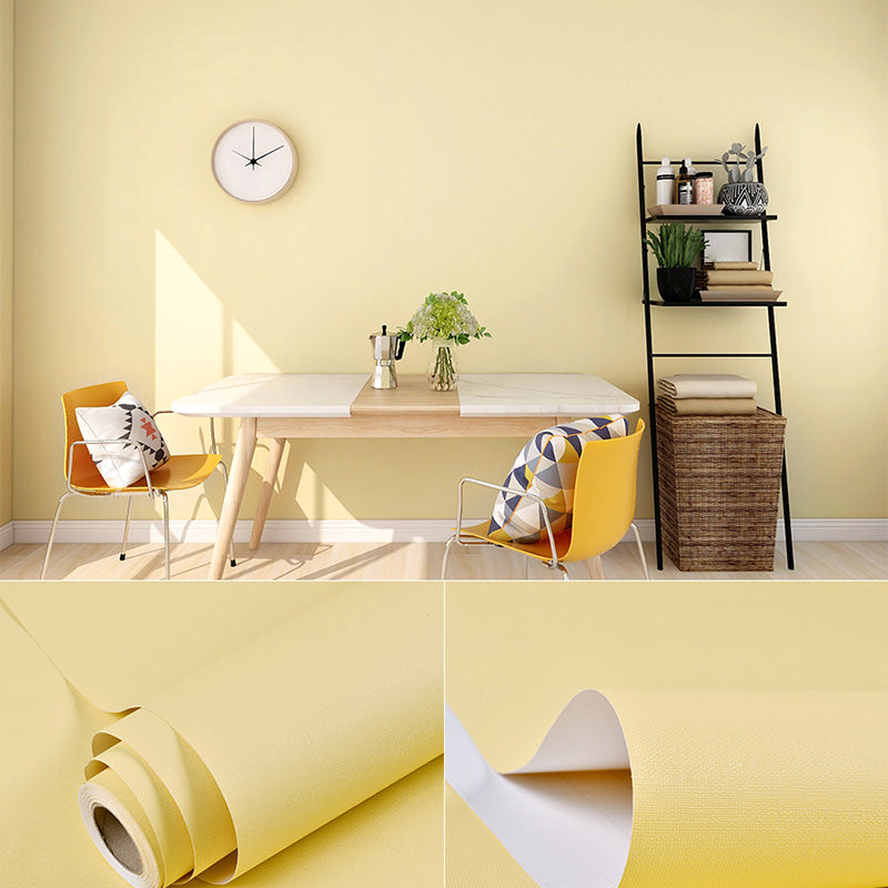 Simple Multi Colored PVC Wallpaper Roll Textured Plain Patterned Self-Adhesive Wall Decor Yellow Wallpaper Roll Clearhalo 'Modern wall decor' 'Modern' 'Wallpaper' Wall Decor' 2413103