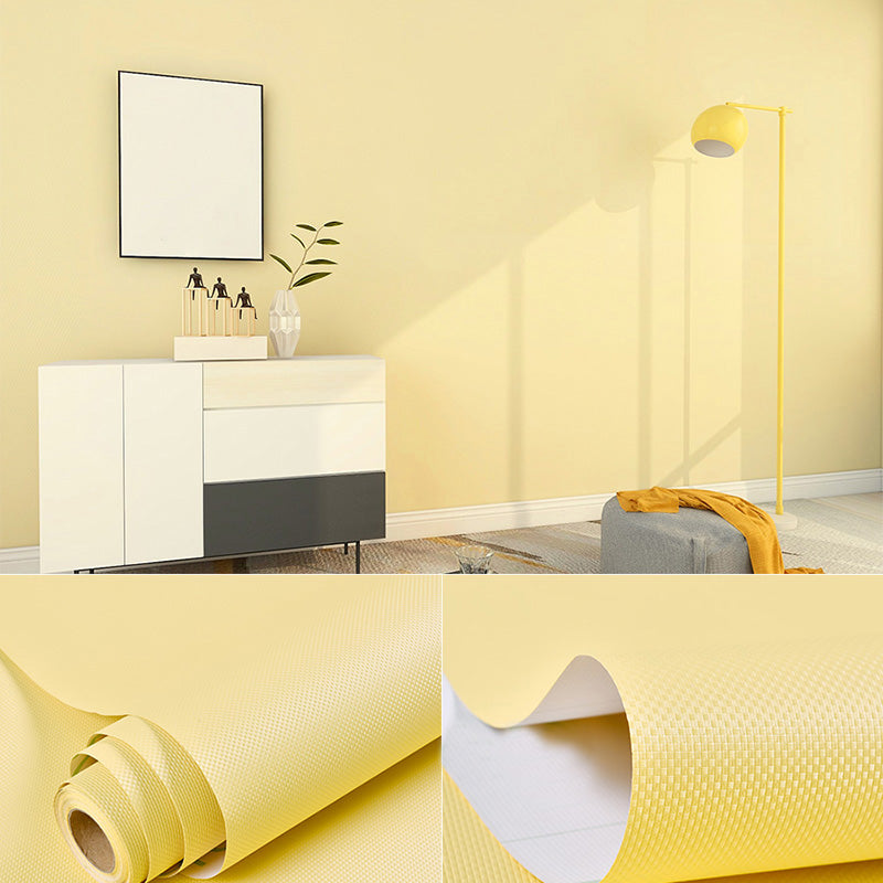 Simple Multi Colored PVC Wallpaper Roll Textured Plain Patterned Self-Adhesive Wall Decor Light Yellow Wallpaper Roll Clearhalo 'Modern wall decor' 'Modern' 'Wallpaper' Wall Decor' 2413111