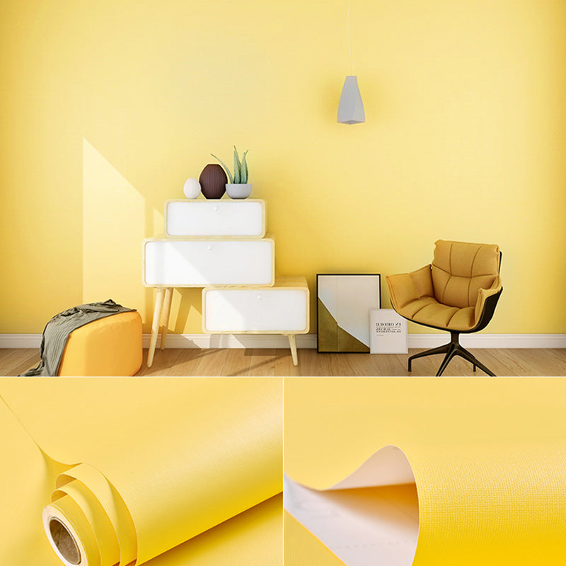 Simple Multi Colored PVC Wallpaper Roll Textured Plain Patterned Self-Adhesive Wall Decor Lemon Yellow Wallpaper Roll Clearhalo 'Modern wall decor' 'Modern' 'Wallpaper' Wall Decor' 2413112
