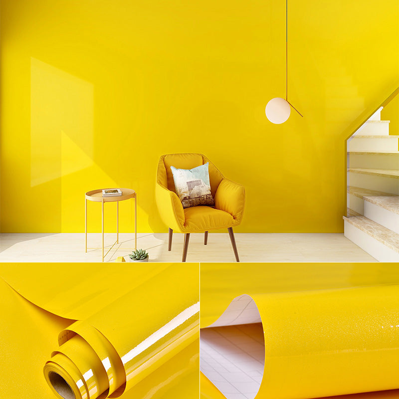 Simple Multi Colored PVC Wallpaper Roll Textured Plain Patterned Self-Adhesive Wall Decor Dark Yellow Wallpaper Roll Clearhalo 'Modern wall decor' 'Modern' 'Wallpaper' Wall Decor' 2413127