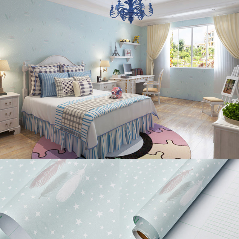 Stick Wallpaper Roll Pastel Color Vinyl Textured Solid Color Nordic Style Wall Art Ocean Blue Wallpaper Roll Clearhalo 'Modern wall decor' 'Modern' 'Wallpaper' Wall Decor' 2413145