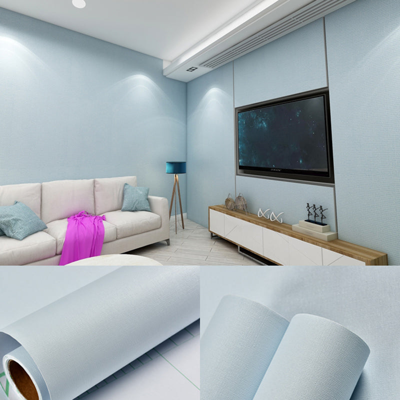 Stick Wallpaper Roll Pastel Color Vinyl Textured Solid Color Nordic Style Wall Art Light Blue Wallpaper Roll Clearhalo 'Modern wall decor' 'Modern' 'Wallpaper' Wall Decor' 2413148