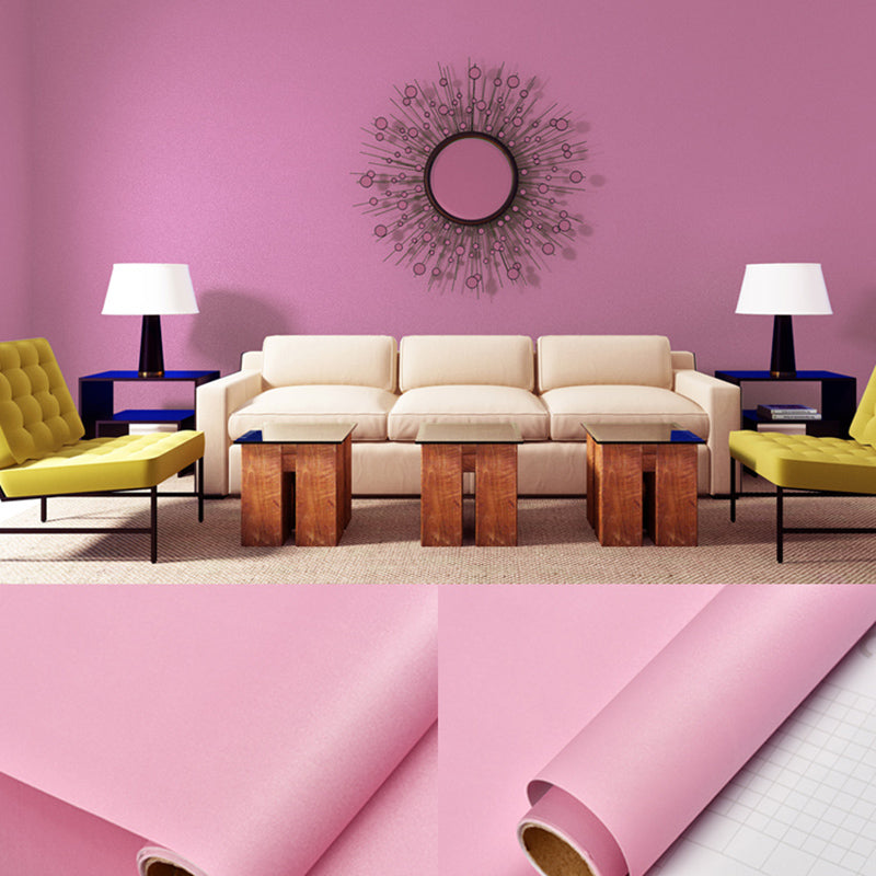 Stick Wallpaper Roll Pastel Color Vinyl Textured Solid Color Nordic Style Wall Art Pink Wallpaper Roll Clearhalo 'Modern wall decor' 'Modern' 'Wallpaper' Wall Decor' 2413156