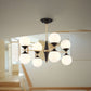 Global Chandelier Pendant Modernist White Glass 6/8/10 Lights Black Led Hanging Lamp for Dining Room Clearhalo 'Ceiling Lights' 'Chandeliers' 'Glass shade' 'Glass' 'Modern Chandeliers' 'Modern' Lighting' 241324