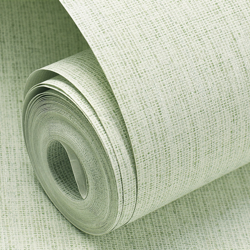 Nordic Soft Color Non-Woven Wallpaper Roll Textured Solid Unpasted Wall Covering White-Green Wallpaper Roll Clearhalo 'Modern wall decor' 'Modern' 'Wallpaper' Wall Decor' 2413367