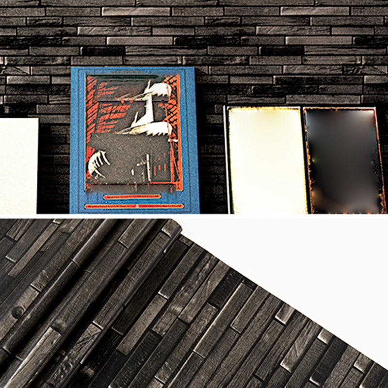 Multicolored Wood Look Wallpaper Roll Non-Paste Wall Covering for Business Scenes Black-Gray Wallpaper Roll Clearhalo 'Industrial wall decor' 'Industrial' 'Wallpaper' Wall Decor' 2413462