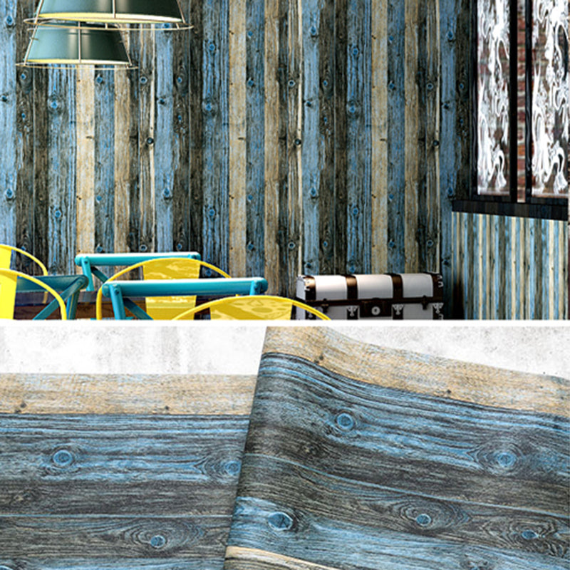 Multicolored Wood Look Wallpaper Roll Non-Paste Wall Covering for Business Scenes Blue Wallpaper Roll Clearhalo 'Industrial wall decor' 'Industrial' 'Wallpaper' Wall Decor' 2413474