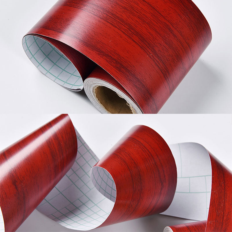 Self Sticking Wood Like Wallpaper Border Non-Woven Industrial Wall Decor for Living Room Red Brown Wallpaper Border Clearhalo 'Industrial wall decor' 'Industrial' 'Wallpaper' Wall Decor' 2413482