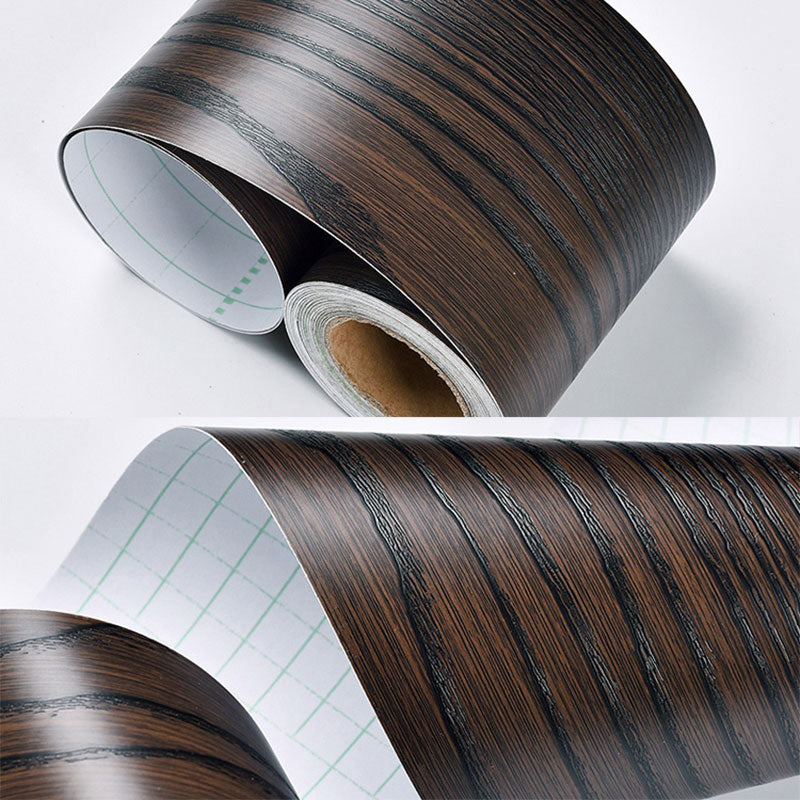 Self Sticking Wood Like Wallpaper Border Non-Woven Industrial Wall Decor for Living Room Black Wallpaper Border Clearhalo 'Industrial wall decor' 'Industrial' 'Wallpaper' Wall Decor' 2413493