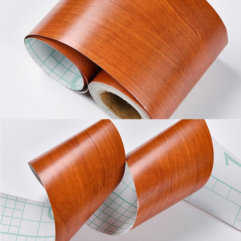 Self Sticking Wood Like Wallpaper Border Non-Woven Industrial Wall Decor for Living Room Brown Wallpaper Border Clearhalo 'Industrial wall decor' 'Industrial' 'Wallpaper' Wall Decor' 2413507