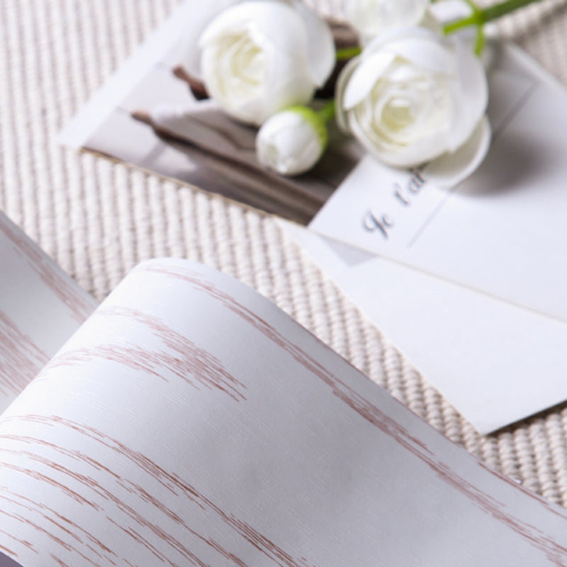 Self Stick Wood Pattern Wallpaper Border 16' L x 4" W Industrial Wall Art for Bedroom Gloss White Wallpaper Border Clearhalo 'Industrial wall decor' 'Industrial' 'Wallpaper' Wall Decor' 2413585