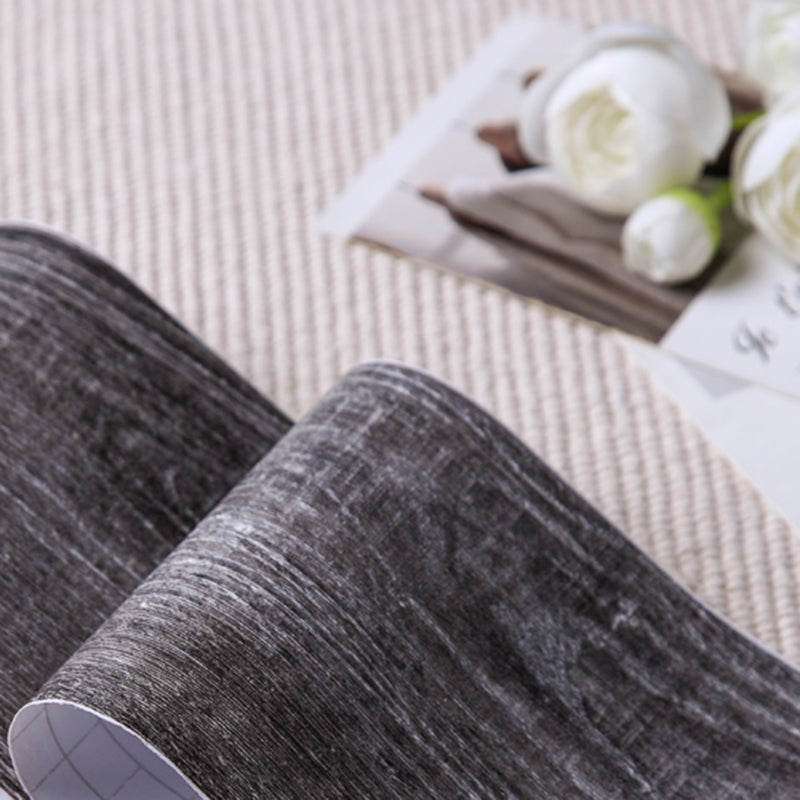 Self Stick Wood Pattern Wallpaper Border 16' L x 4" W Industrial Wall Art for Bedroom Dark Gray Wallpaper Border Clearhalo 'Industrial wall decor' 'Industrial' 'Wallpaper' Wall Decor' 2413589