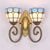 Bowl Wall Lighting Stained Glass 2 Heads Mediterranean Living Room Sconce Lamp in White/Clear White Clearhalo 'Industrial' 'Middle century wall lights' 'Tiffany wall lights' 'Tiffany' 'Wall Lamps & Sconces' 'Wall Lights' Lighting' 24135