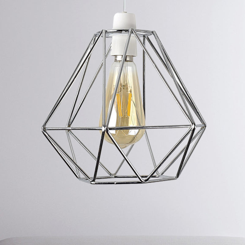 1 Head Wire Frame Hanging Pendant Light Industrial Loft Yellow/White Metal Pendant Lamp for Living Room Silver Clearhalo 'Ceiling Lights' 'Modern Pendants' 'Modern' 'Pendant Lights' 'Pendants' Lighting' 241393