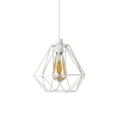 1 Head Wire Frame Hanging Pendant Light Industrial Loft Yellow/White Metal Pendant Lamp for Living Room White Clearhalo 'Ceiling Lights' 'Modern Pendants' 'Modern' 'Pendant Lights' 'Pendants' Lighting' 241396
