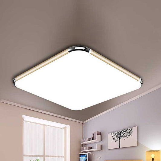 Ultra-Thin Square/Rectangular Flush Light Minimalist Gold LED Ceiling Flush Mount for Bedroom with Acrylic Diffuser, 12"/18"/20.5" Wide Gold Square