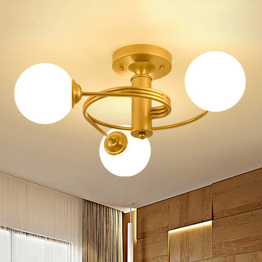 Spiral Metal Semi Flush Lamp Modern 3/5 Lights Black/Gold Semi Flush Ceiling Light for Living Room Clearhalo 'Ceiling Lights' 'Close To Ceiling Lights' 'Close to ceiling' 'Semi-flushmount' Lighting' 241498