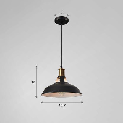 Single Ceiling Light Pot Cover Iron Hanging Pendant Lighting Fixture for Restaurant Black Outer & White Inner 10.5" Clearhalo 'Ceiling Lights' 'Pendant Lights' 'Pendants' Lighting' options 2415106_c051b459-1467-4a7e-ab6f-98b73ca82ba1
