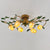 6-Head Pomegranate Flower Flushmount Pastoral Glass Semi Flush Mount Ceiling Light for Dining Room Yellow Clearhalo 'Ceiling Lights' 'Close To Ceiling Lights' 'Close to ceiling' 'Semi-flushmount' Lighting' 2415195