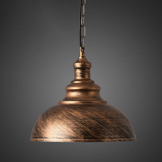 Iron Pot Cover Hanging Lamp Simplicity Single-Bulb Restaurant Ceiling Lighting Fixture Bronze Dome Clearhalo 'Art Deco Pendants' 'Black' 'Cast Iron' 'Ceiling Lights' 'Ceramic' 'Crystal' 'Industrial Pendants' 'Industrial' 'Metal' 'Middle Century Pendants' 'Pendant Lights' 'Pendants' 'Rustic Pendants' 'Tiffany' Lighting' 2415202