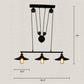 Black Wide Flare Pulley Pendant Light Industrial 3 Bulbs Restaurant Hanging Island Light Clearhalo 'Ceiling Lights' 'Island Lights' Lighting' 2415225