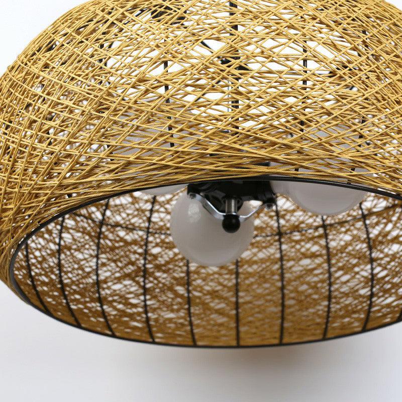 Rattan Nest Round Chandelier Novelty Asian Style Pendant Lighting Fixture for Tea Room Clearhalo 'Ceiling Lights' 'Chandeliers' 'Modern Chandeliers' 'Modern' Lighting' 2415260