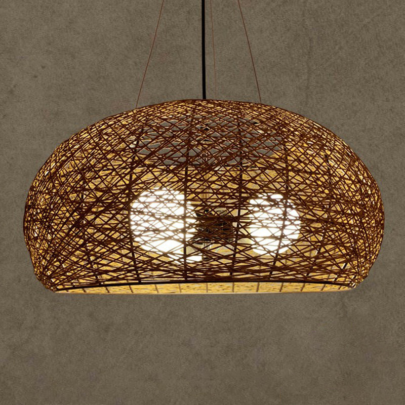 Rattan Nest Round Chandelier Novelty Asian Style Pendant Lighting Fixture for Tea Room Coffee 23.5" Clearhalo 'Ceiling Lights' 'Chandeliers' 'Modern Chandeliers' 'Modern' Lighting' 2415262