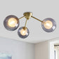 Modern Global Semi Flush Mount Clear/Amber/Smoke Glass 3/6 Lights Led Bedroom Semi Flush Mount Light Fixture in Gold Clearhalo 'Ceiling Lights' 'Close To Ceiling Lights' 'Close to ceiling' 'Glass shade' 'Glass' 'Semi-flushmount' Lighting' 241527