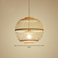 Wood Rounded Cage Suspension Light Nordic 1 Head Bamboo Pendant Lamp for Dining Room Wood 19.5" Clearhalo 'Ceiling Lights' 'Modern Pendants' 'Modern' 'Pendant Lights' 'Pendants' Lighting' 2415286