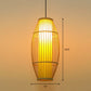 Barrel Shaped Restaurant Hanging Lighting Bamboo 1 Bulb Asian Pendant Light in Wood Wood 12" Clearhalo 'Ceiling Lights' 'Modern Pendants' 'Modern' 'Pendant Lights' 'Pendants' Lighting' 2415296