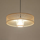 Round Pendulum Light Minimalist Bamboo Single-Bulb Bedroom Ceiling Pendant in Wood Wood Clearhalo 'Ceiling Lights' 'Modern Pendants' 'Modern' 'Pendant Lights' 'Pendants' Lighting' 2415297